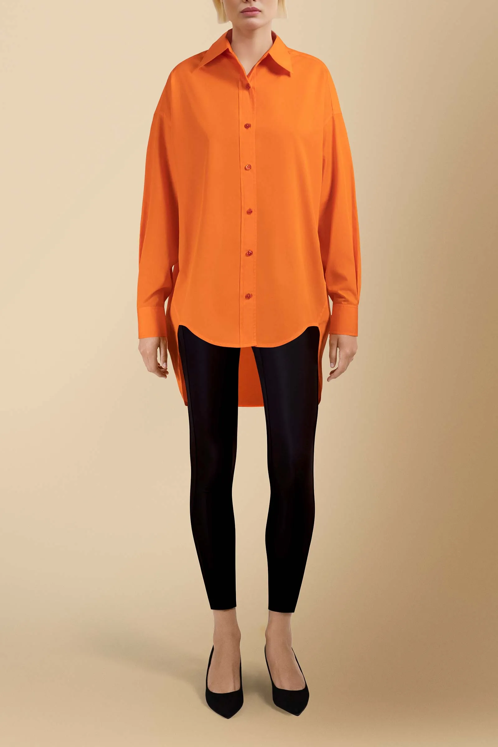 Moraa Oversized Shirt in Cotton Poplin Orange