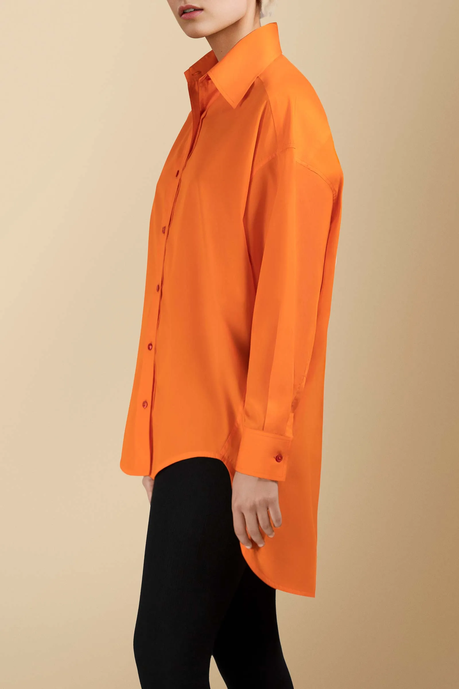Moraa Oversized Shirt in Cotton Poplin Orange