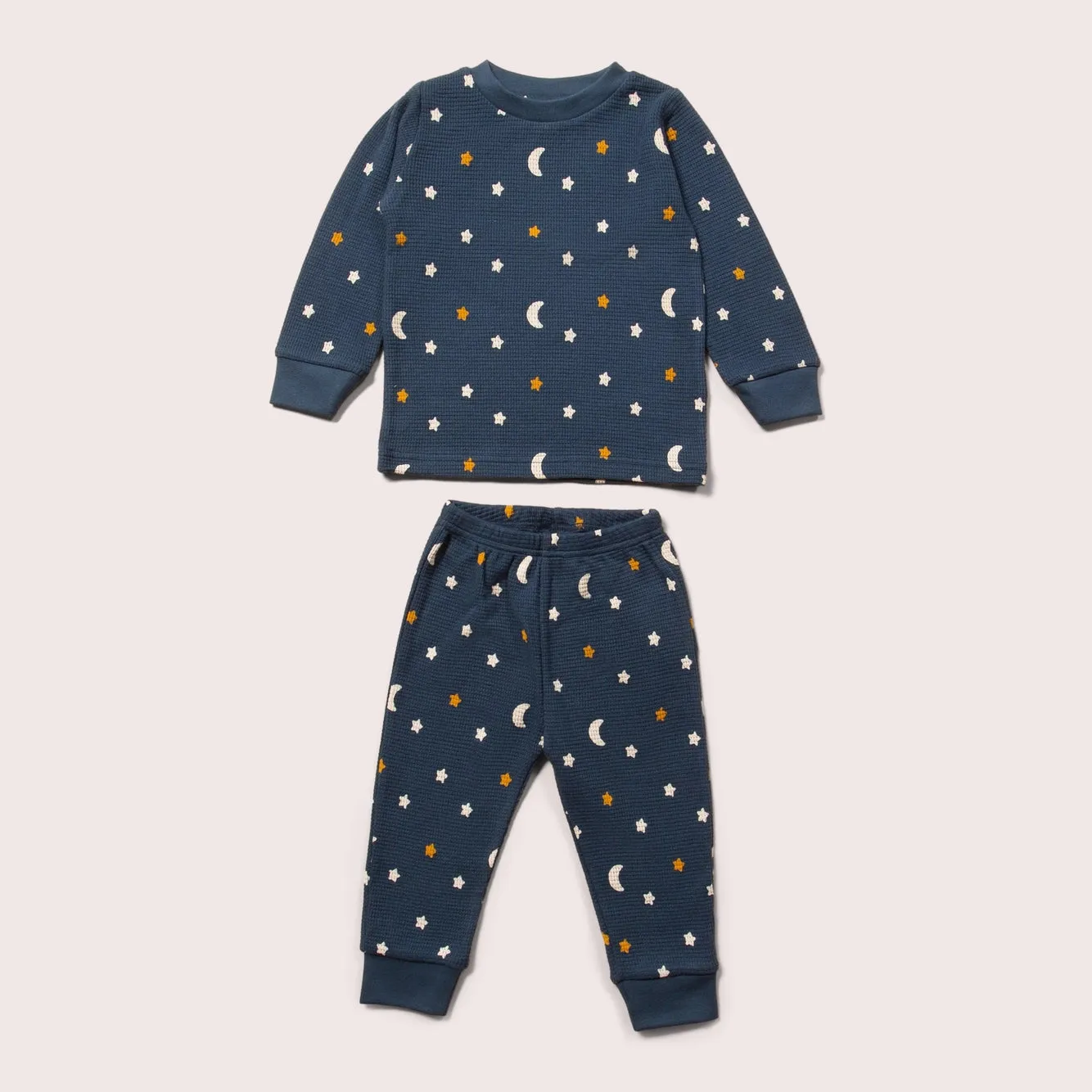 Navy Waffle Stars Organic Pajamas