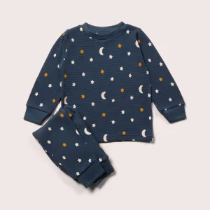 Navy Waffle Stars Organic Pajamas