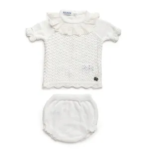 New In Juliana Girls White Knitted Jam Pant Set
