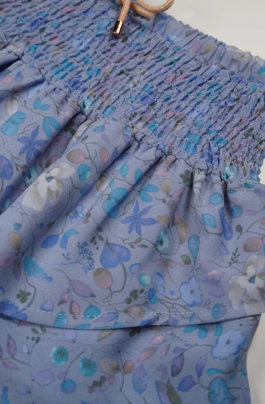 Nono Noor Skirt with Smock Waistband Provence Blue