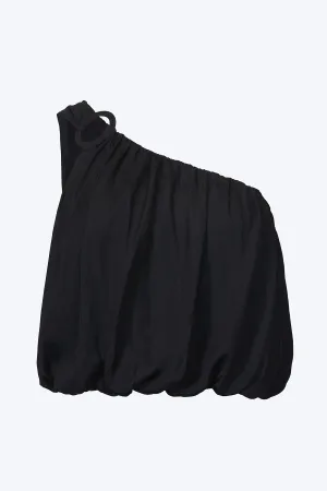 ONE-SHOULDER DRAPED SATIN TOP