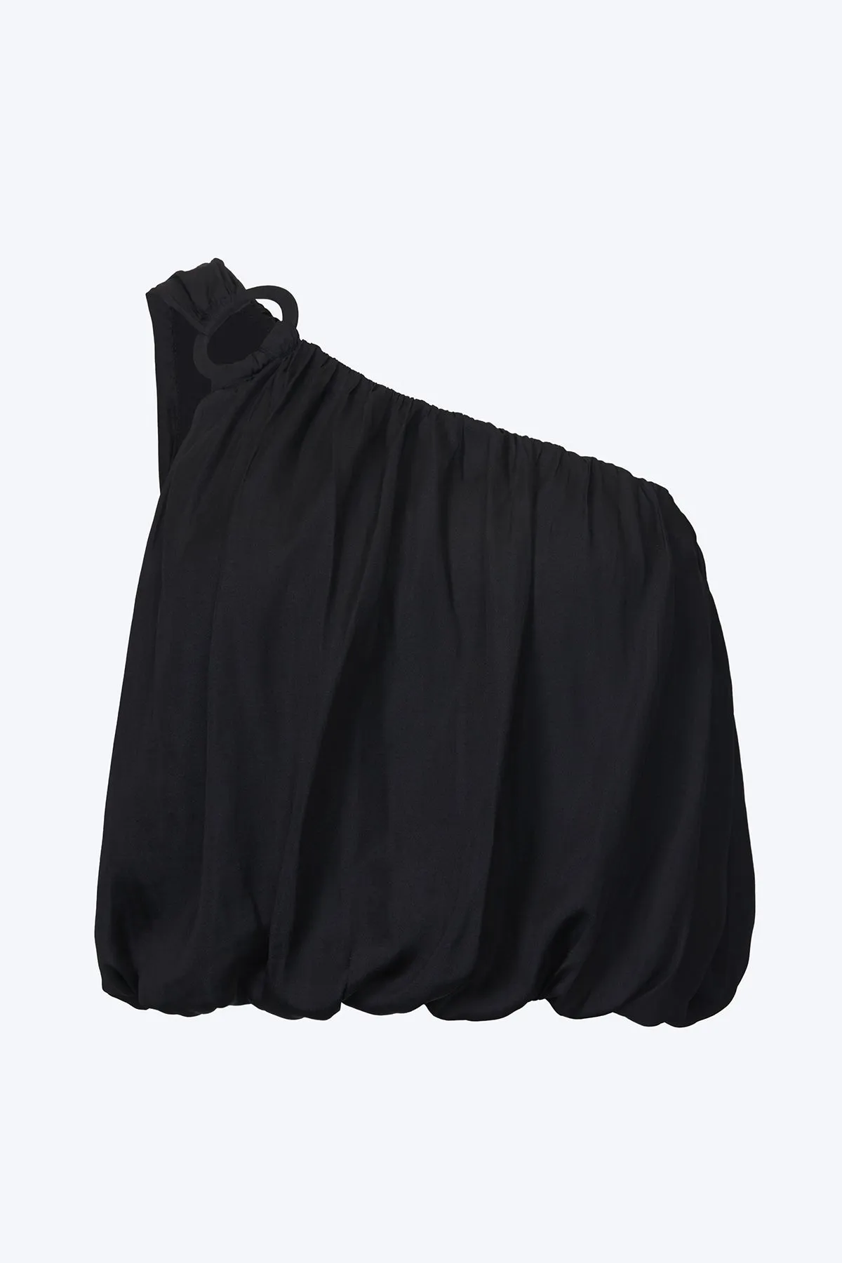 ONE-SHOULDER DRAPED SATIN TOP