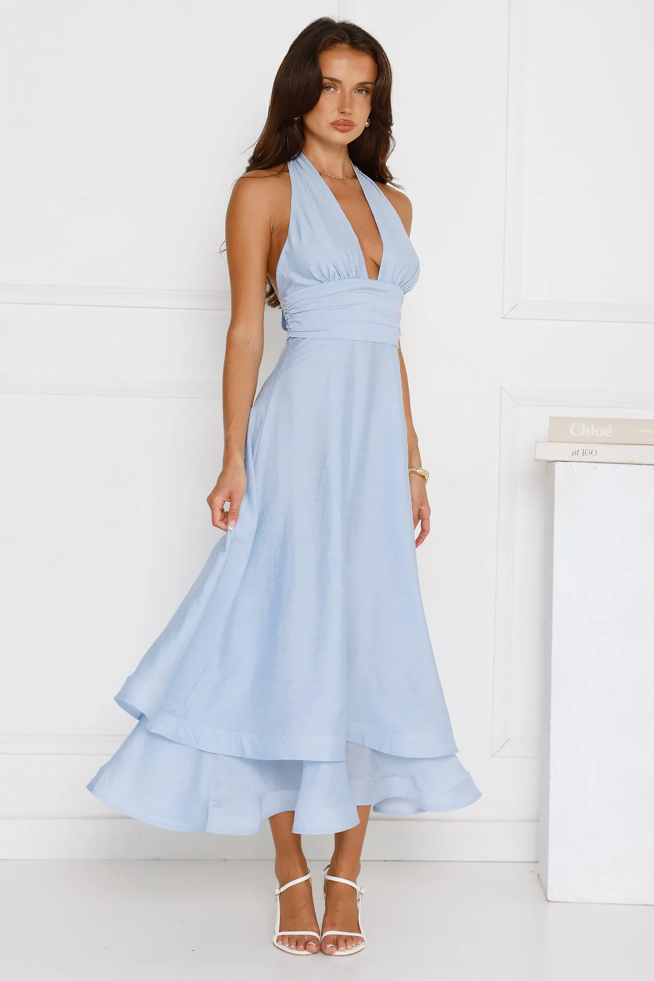 Opal Glow Halter Maxi Dress Blue