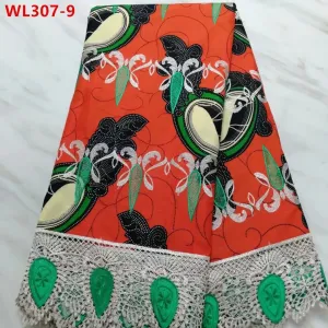 Orange Combo Color Embroidery Net Lace  5 Yards