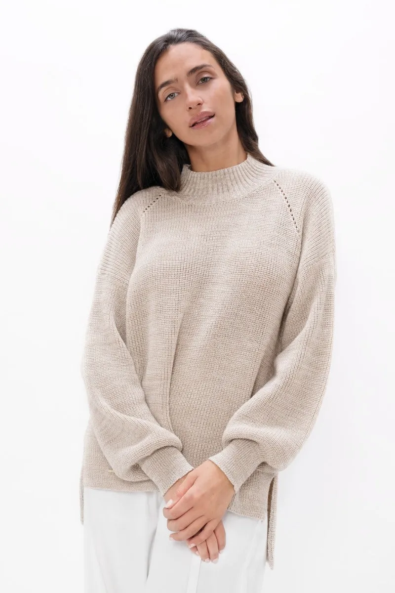 Ottawa - High Neck Sweater - Sand Marl