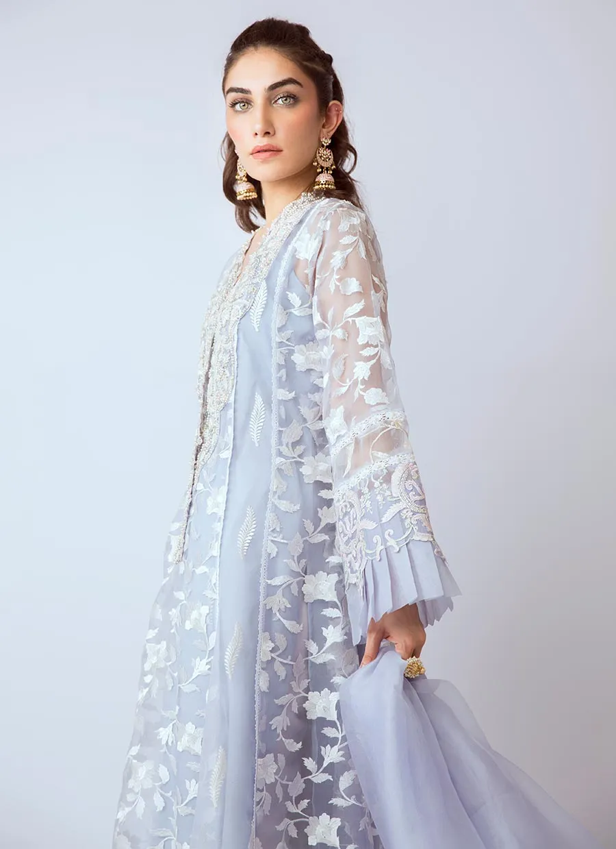 Pakistani gota embroidered dress in blue color # P2273