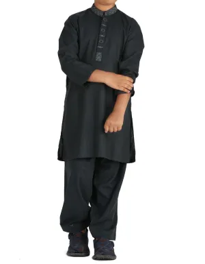 Pakistani machine embroidered dress in dark green color # K2310