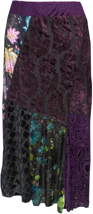 Patched Velvet Skirt