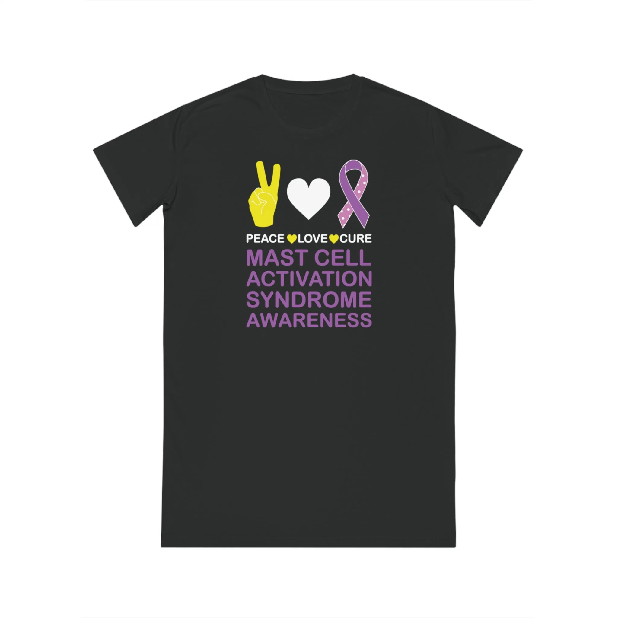 Peace Love Cure - Mast Cell Activation Syndrome, Women's Spinner T-Shirt Dress, Printed