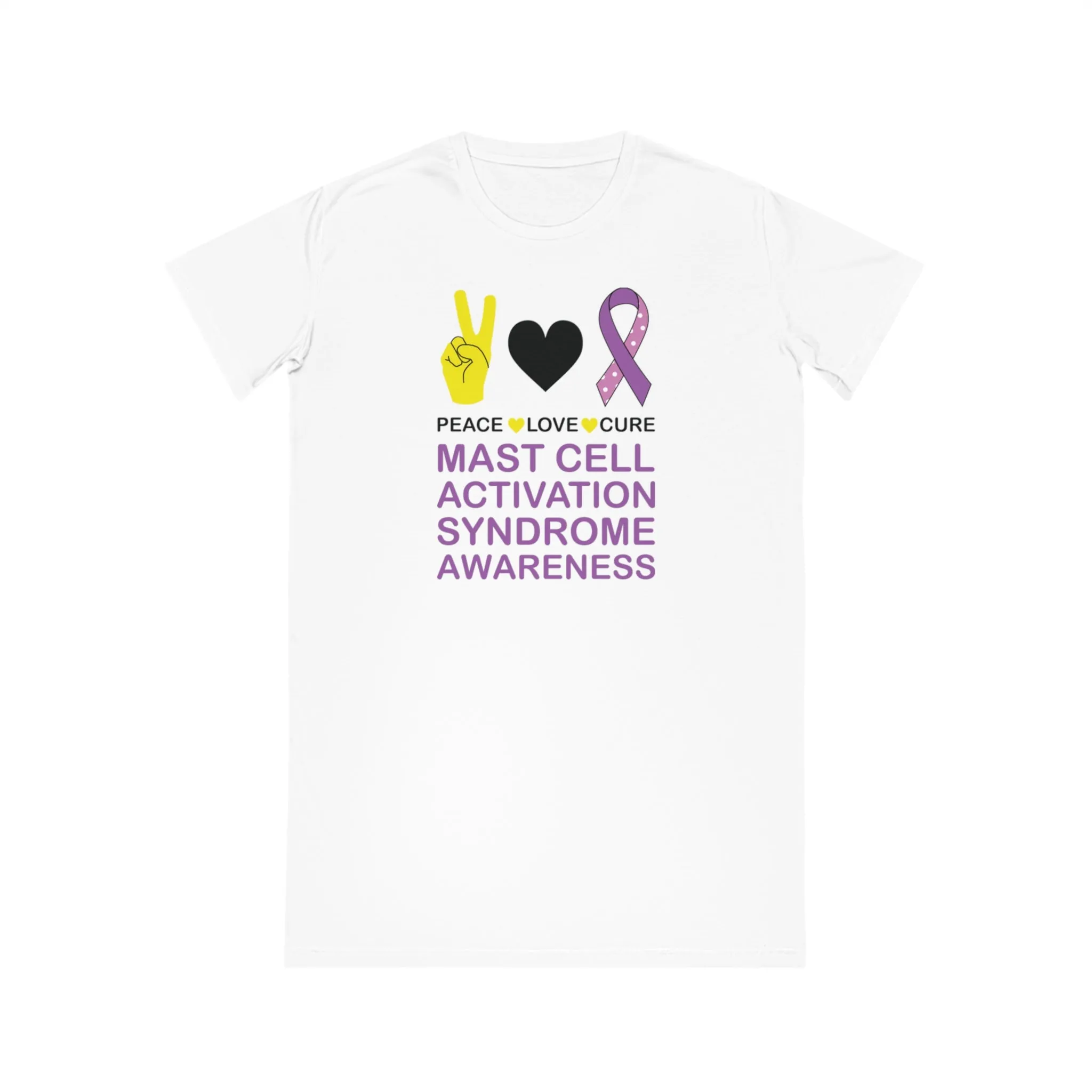 Peace Love Cure - Mast Cell Activation Syndrome, Women's Spinner T-Shirt Dress, Printed