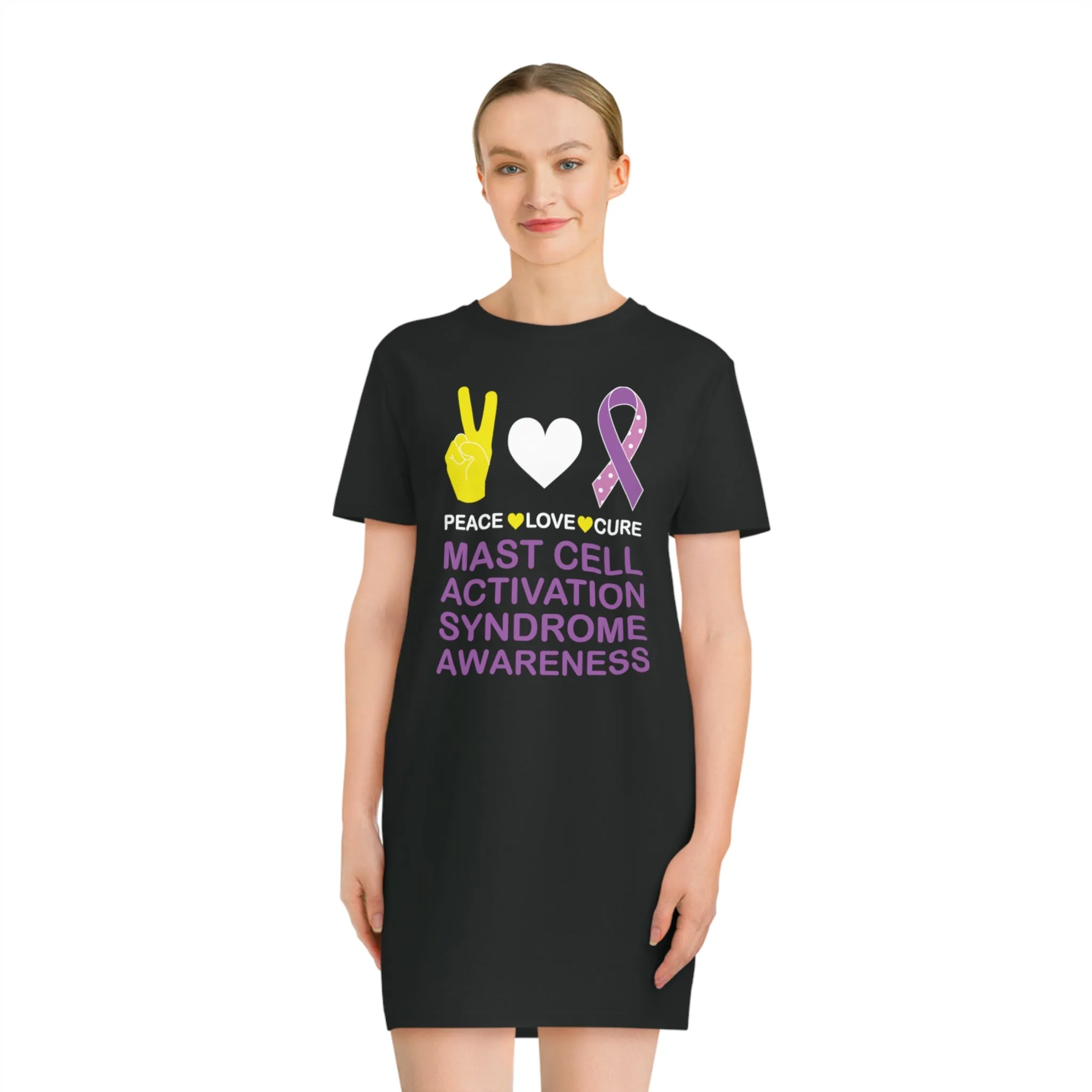 Peace Love Cure - Mast Cell Activation Syndrome, Women's Spinner T-Shirt Dress, Printed