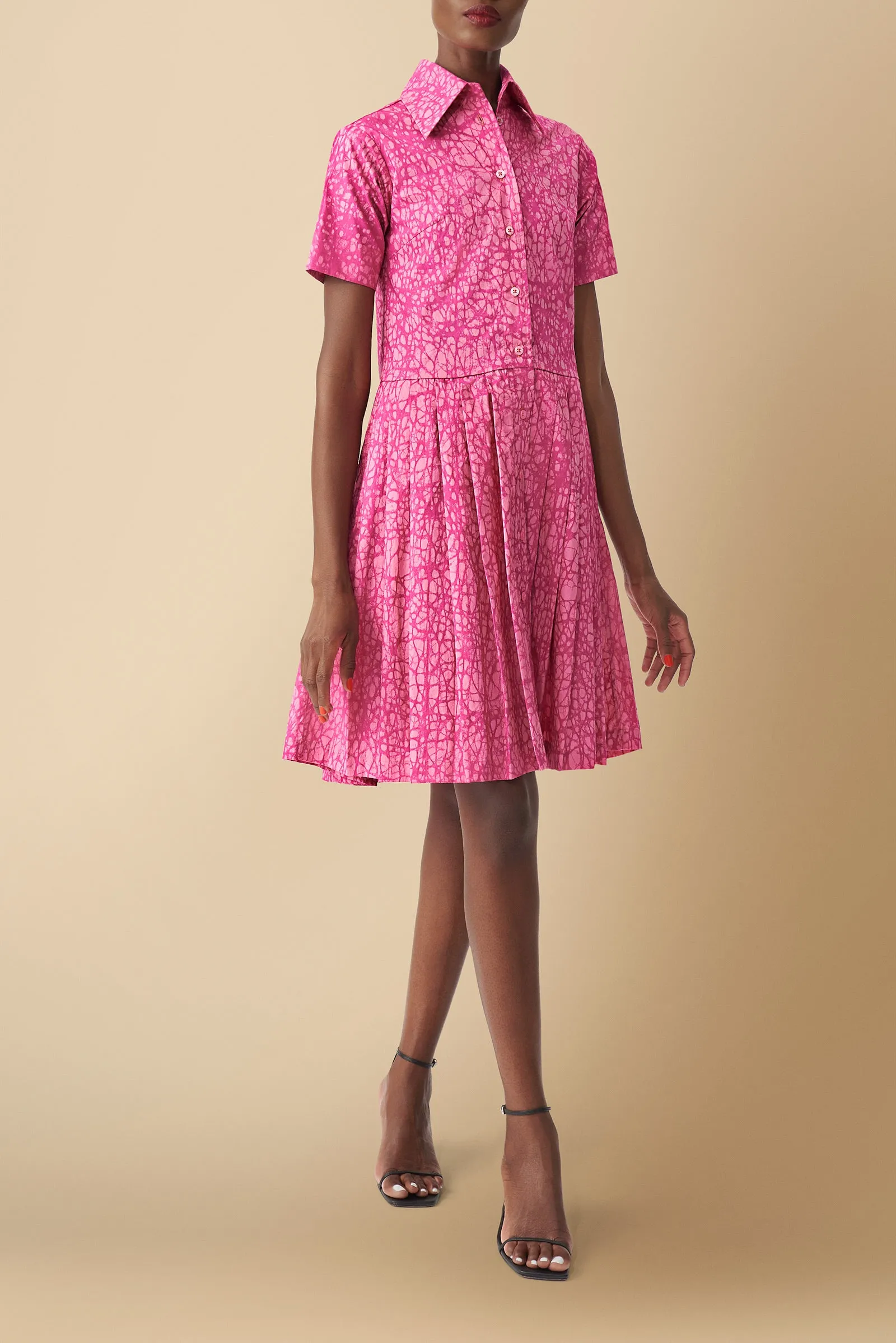 Pendo Kitenge Cotton Poplin Shirtdress in Pink