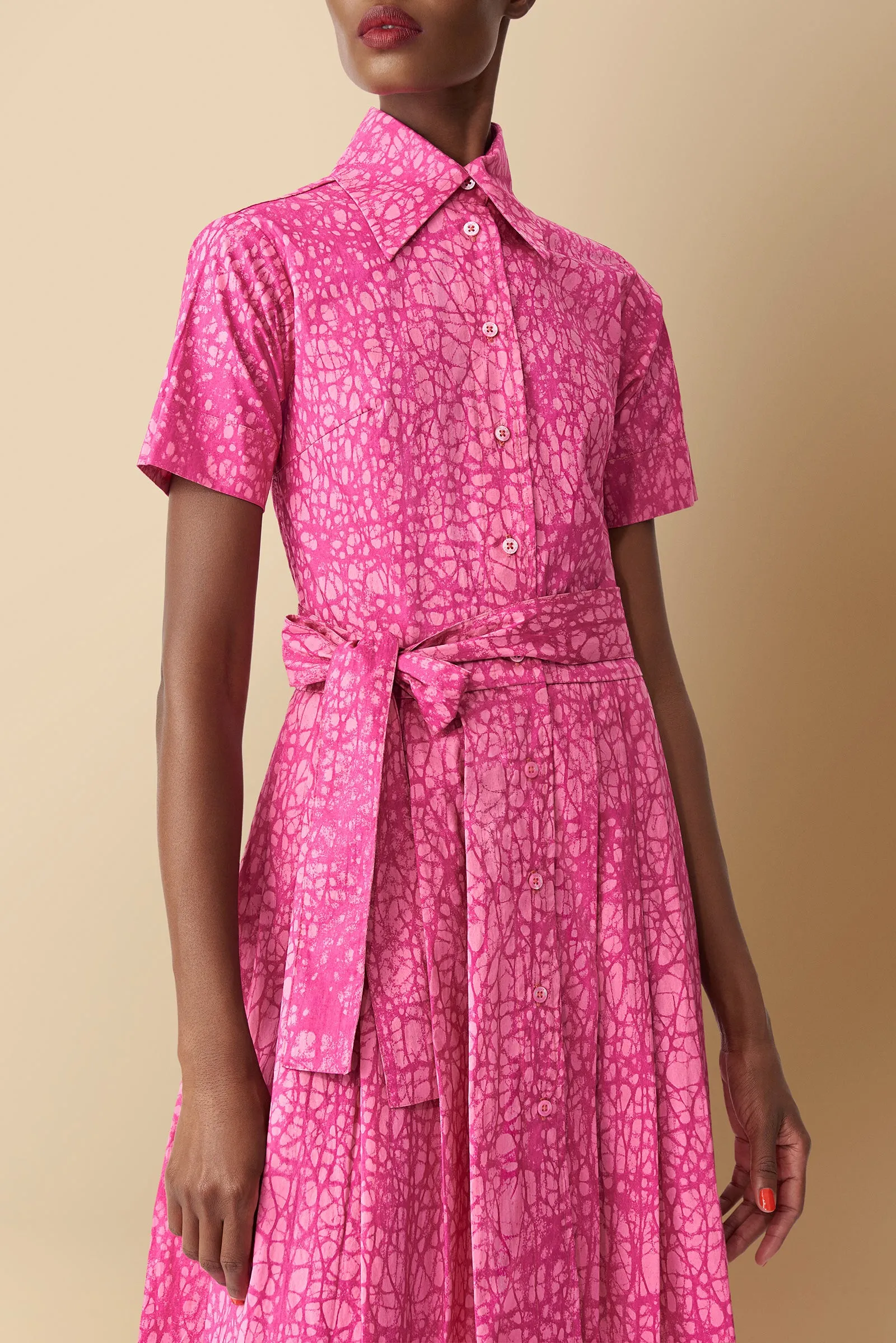 Pendo Kitenge Cotton Poplin Shirtdress in Pink