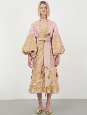 Pink dress with gold embroidery