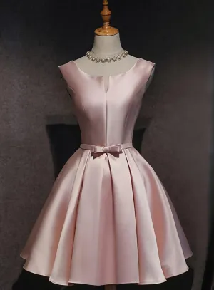 Pink Satin Short Party Dresses , Lovely Satin Homecoming Dresses