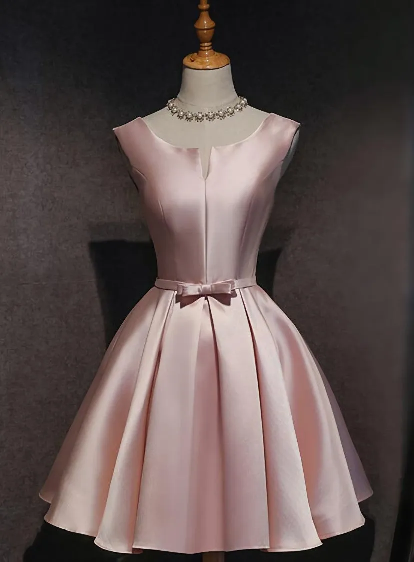 Pink Satin Short Party Dresses , Lovely Satin Homecoming Dresses