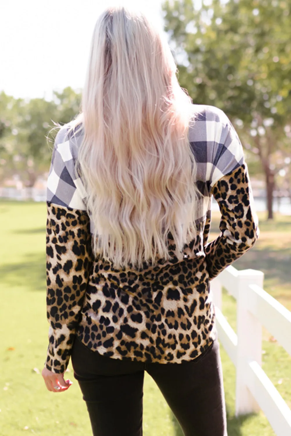 Plaid Patchwork Cowl Neck Sweatshirt