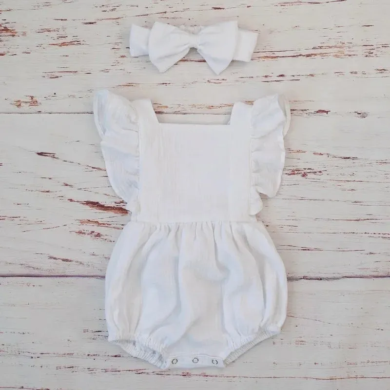 Playful Organic Cotton Baby Girl Ruffle Romper