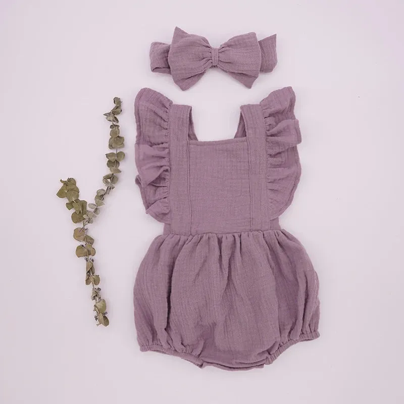 Playful Organic Cotton Baby Girl Ruffle Romper