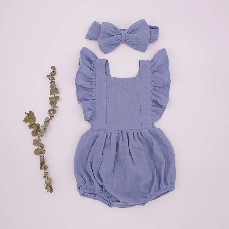 Playful Organic Cotton Baby Girl Ruffle Romper