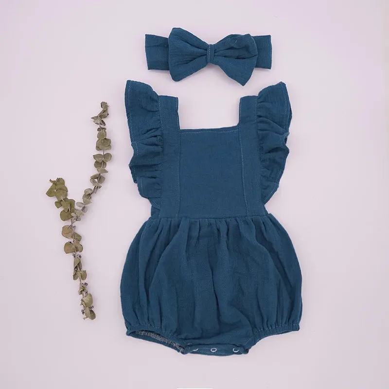 Playful Organic Cotton Baby Girl Ruffle Romper