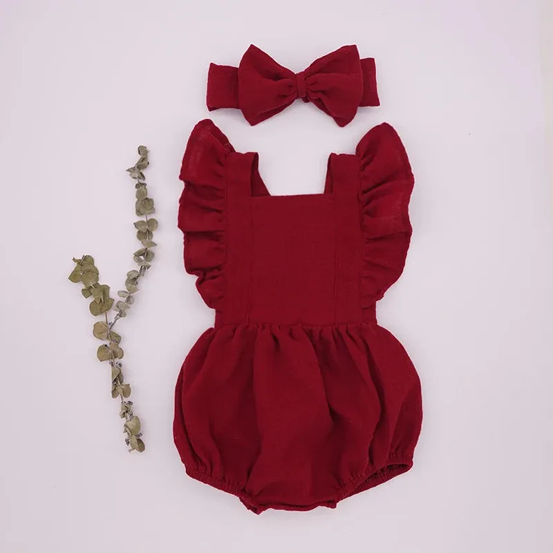 Playful Organic Cotton Baby Girl Ruffle Romper