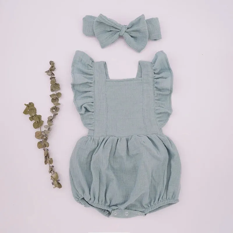 Playful Organic Cotton Baby Girl Ruffle Romper