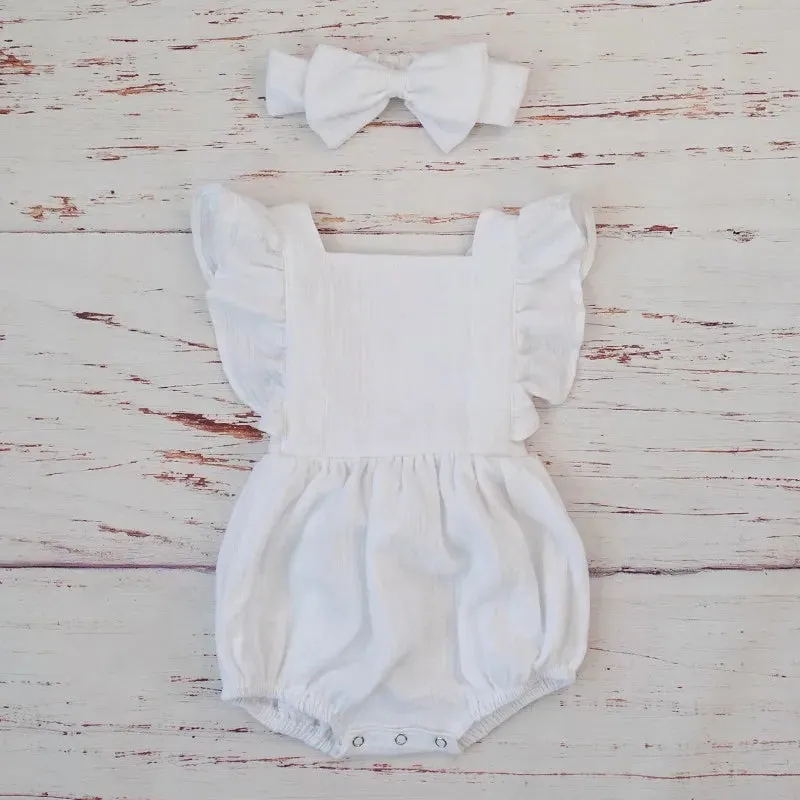 Playful Organic Cotton Baby Girl Ruffle Romper