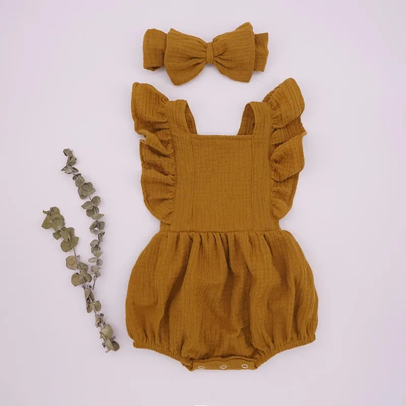 Playful Organic Cotton Baby Girl Ruffle Romper