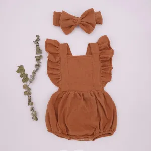 Playful Organic Cotton Baby Girl Ruffle Romper