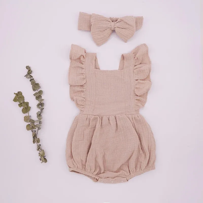 Playful Organic Cotton Baby Girl Ruffle Romper