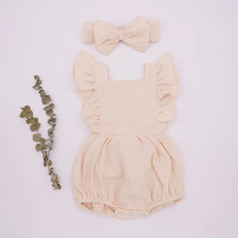 Playful Organic Cotton Baby Girl Ruffle Romper