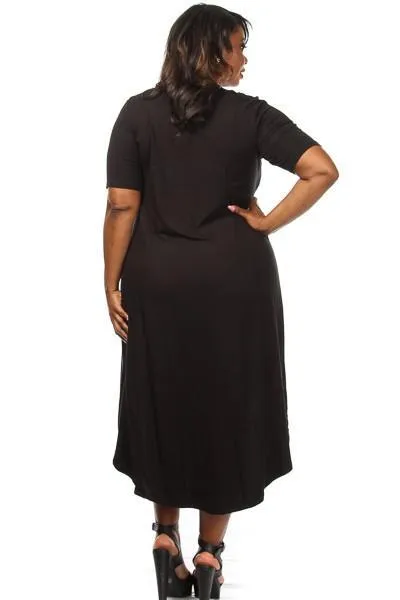Plus Size Solid Slit High Low Dress
