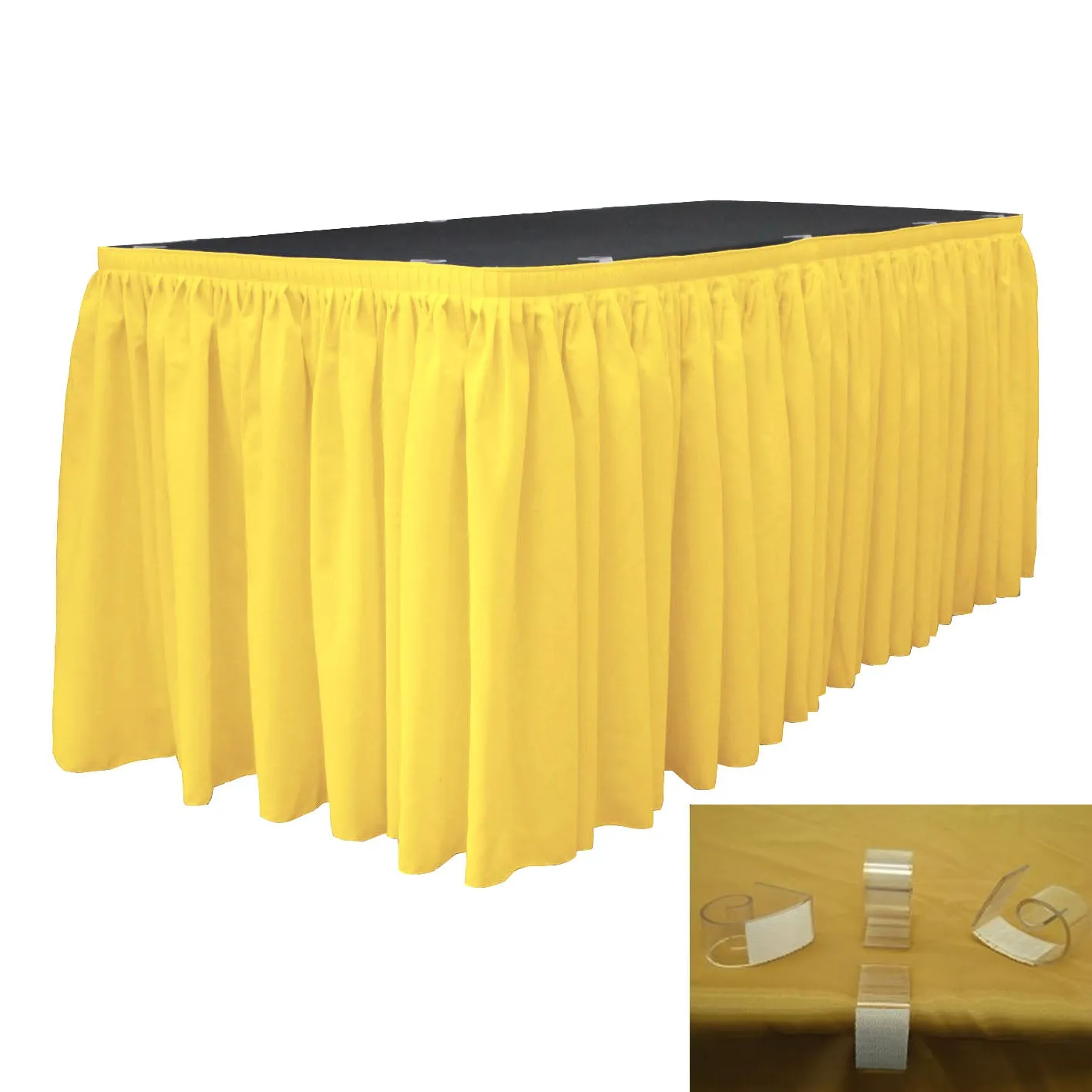 Polyester Poplin Table Skirt 14 -Foot by 29-Inch Long with 10 L-Clips