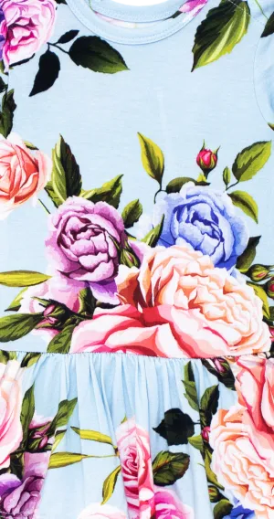 Posh Peanut Country Rose S/S Ruffled Capsleeve Twirl Dress