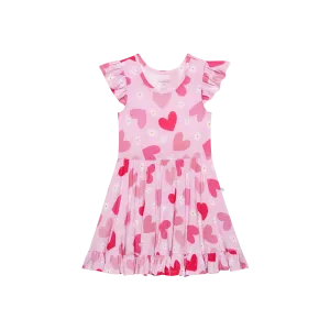 Posh Peanut Daisy Love Cap Sleeve Ruffled Twirl Dress