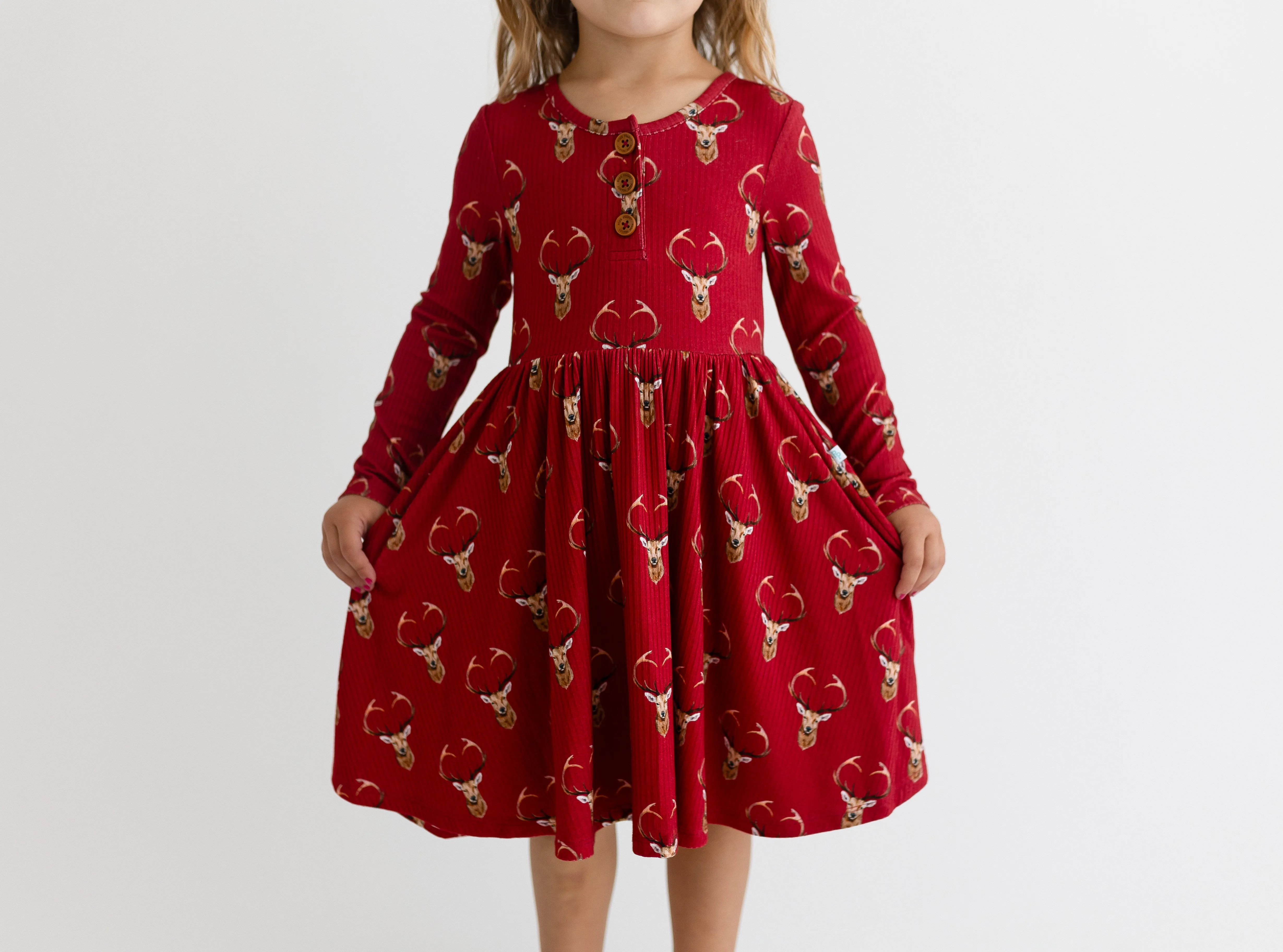 Posh Peanut Dash L/S Henley Twirl Dress