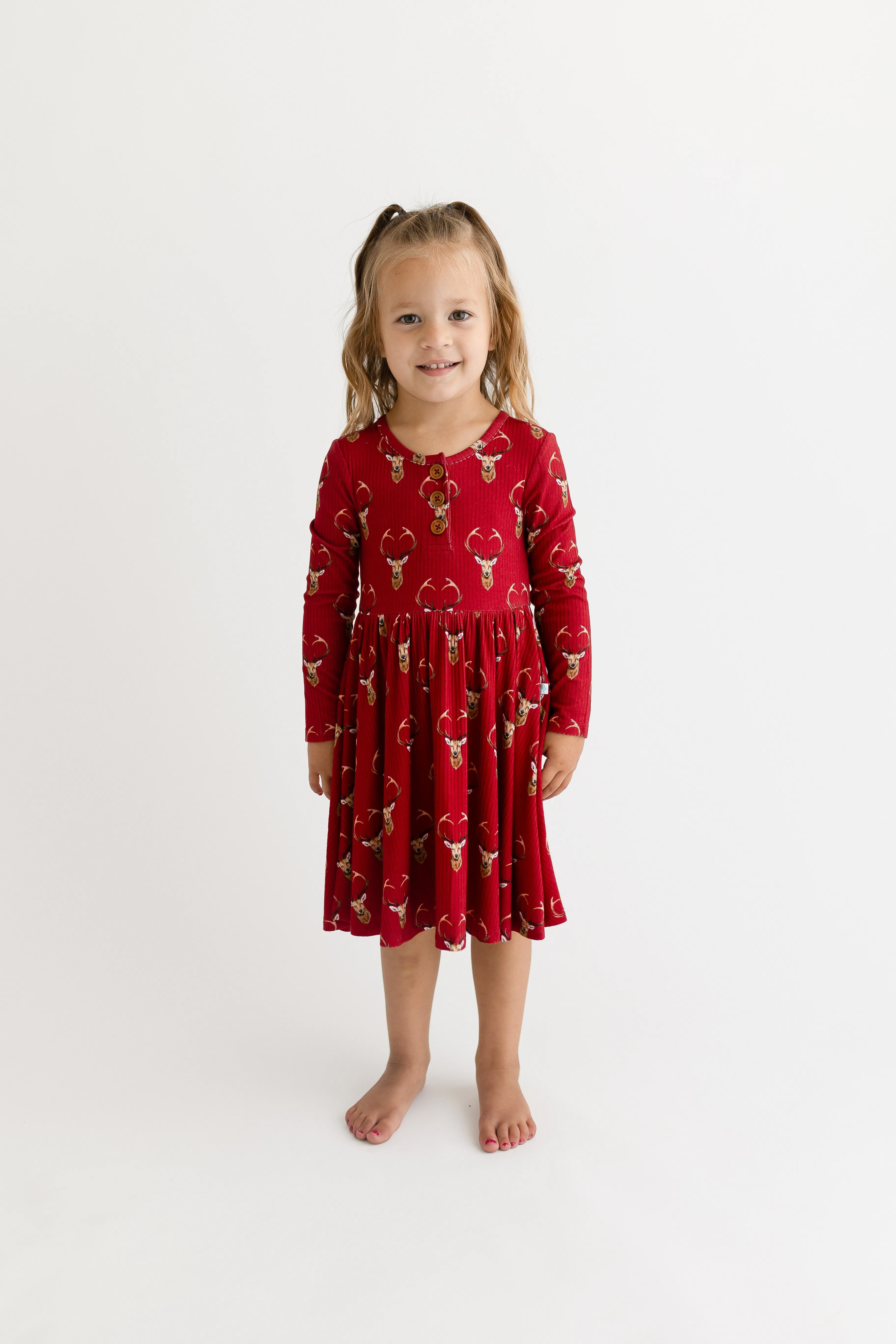 Posh Peanut Dash L/S Henley Twirl Dress