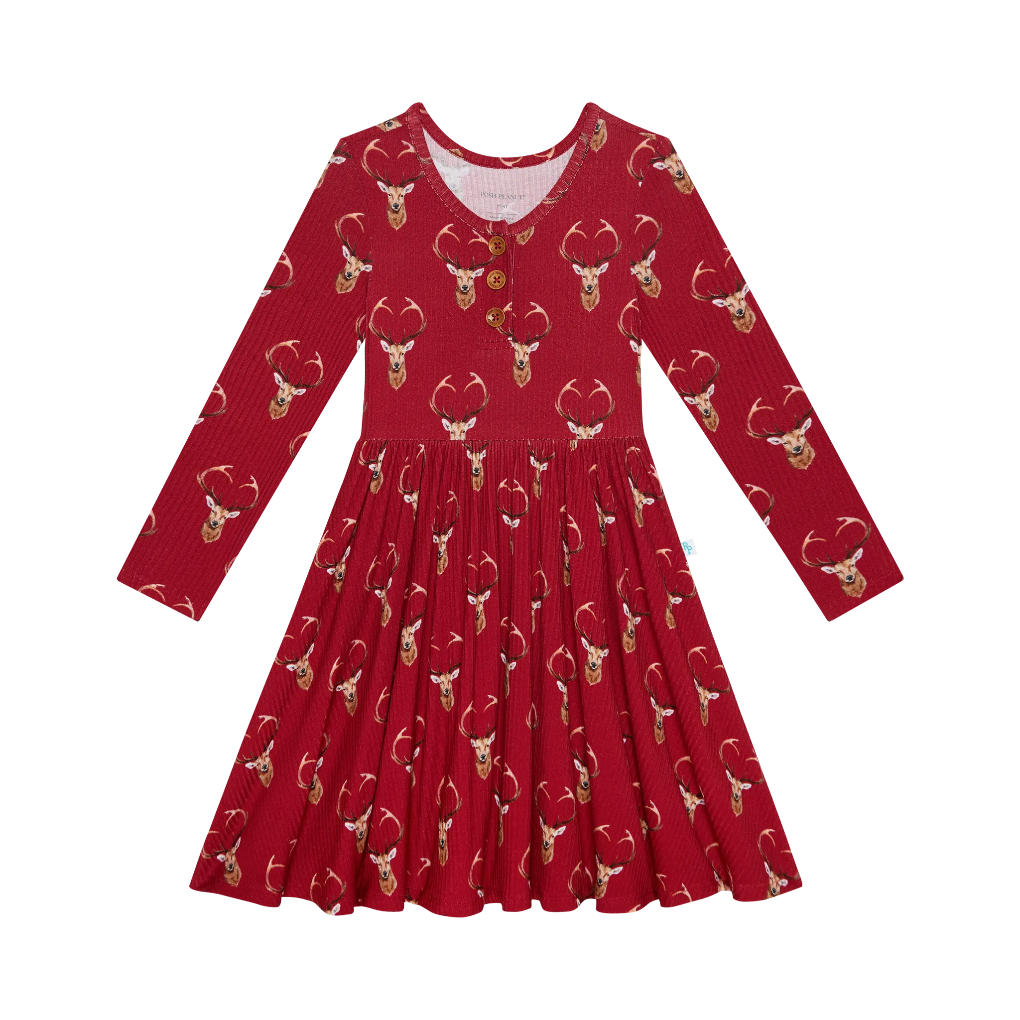Posh Peanut Dash L/S Henley Twirl Dress