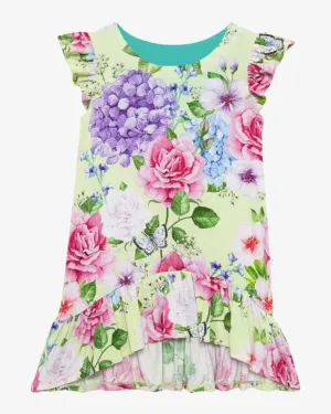 Posh Peanut Georgina Basic Ruffled Capsleeve Hi Low Dress