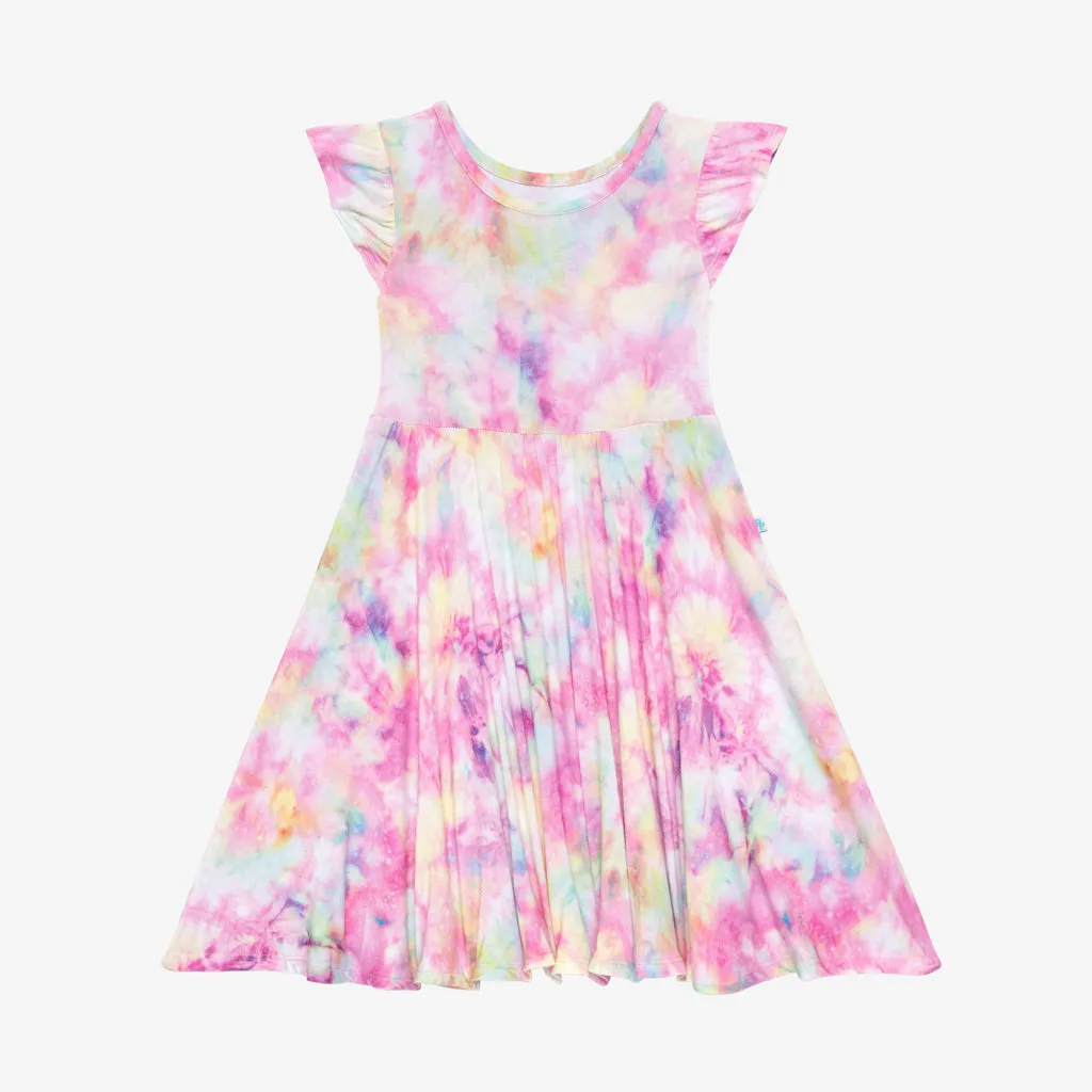 Posh Peanut Joplin Ruffled Capsleeve Basic Twirl Dress