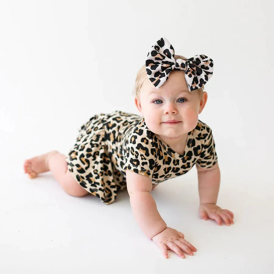 Posh Peanut Lana Leopard Short Sleeve Twirl Skirt Bodysuit