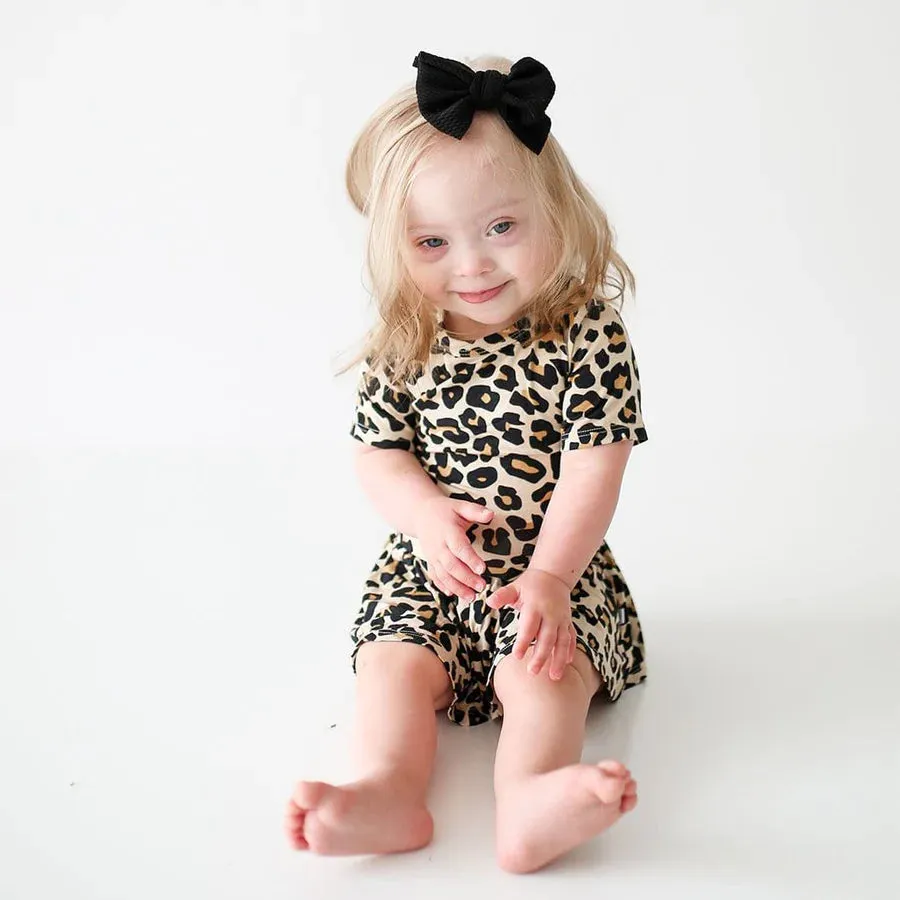 Posh Peanut Lana Leopard Short Sleeve Twirl Skirt Bodysuit