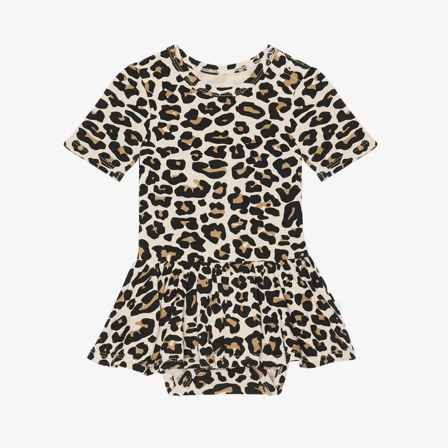 Posh Peanut Lana Leopard Short Sleeve Twirl Skirt Bodysuit