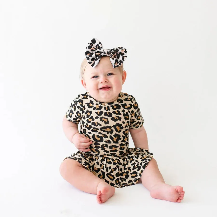 Posh Peanut Lana Leopard Short Sleeve Twirl Skirt Bodysuit