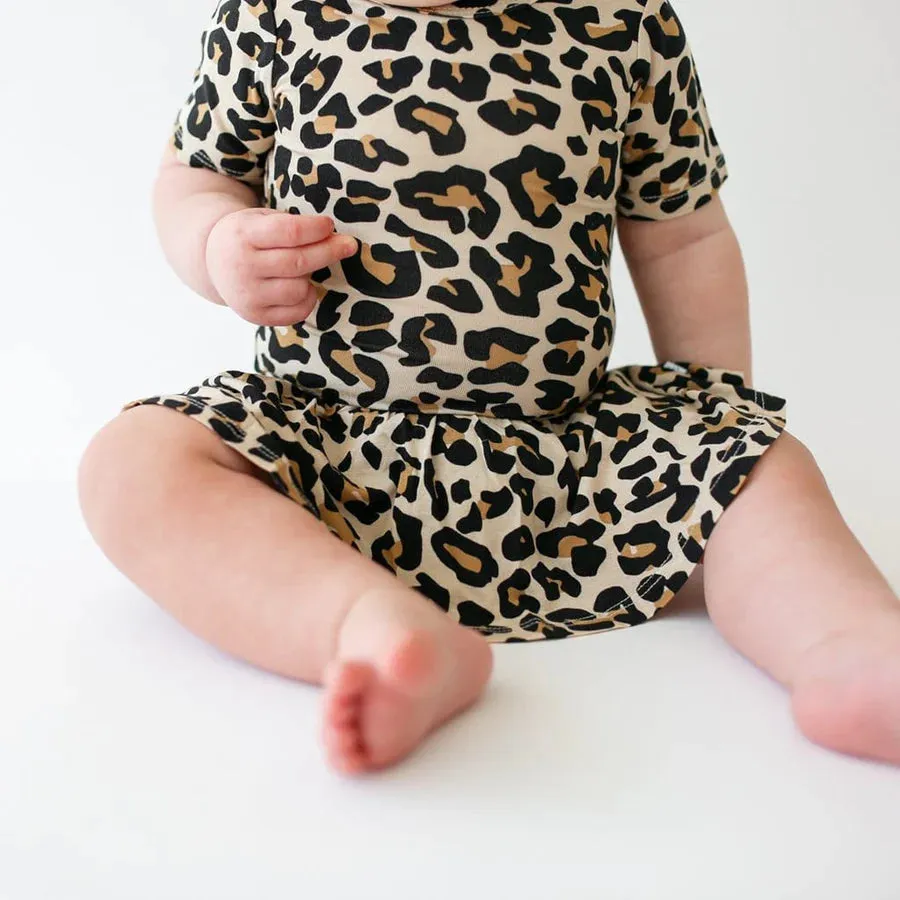 Posh Peanut Lana Leopard Short Sleeve Twirl Skirt Bodysuit