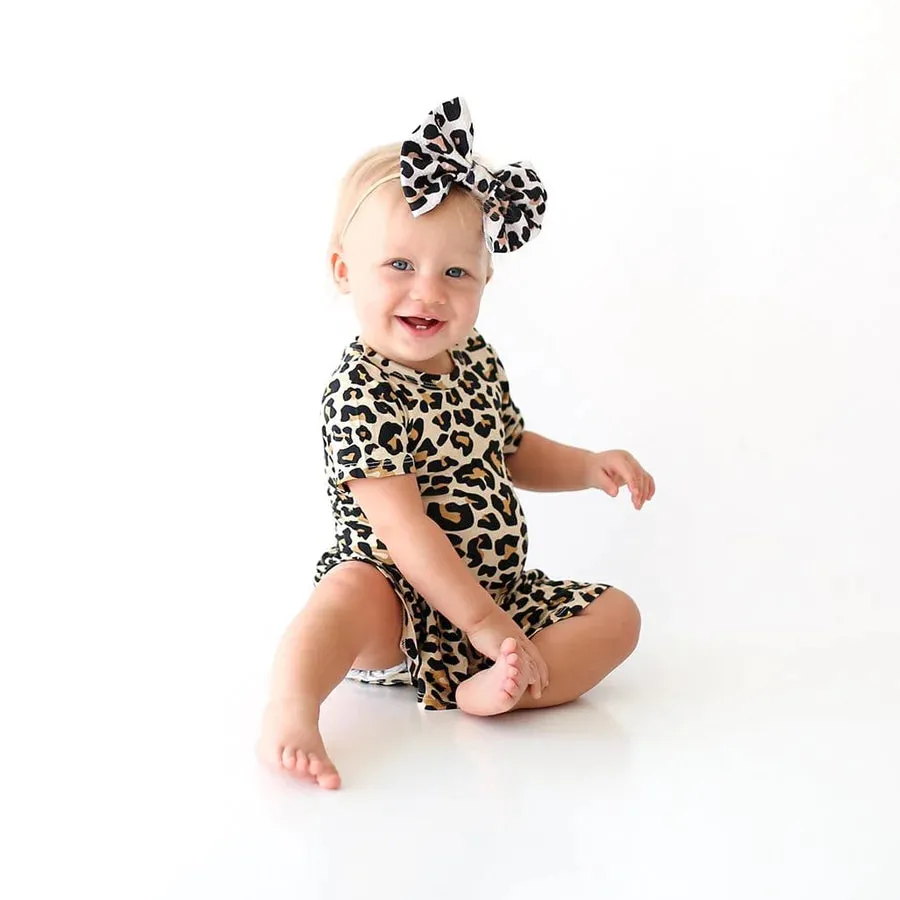Posh Peanut Lana Leopard Short Sleeve Twirl Skirt Bodysuit