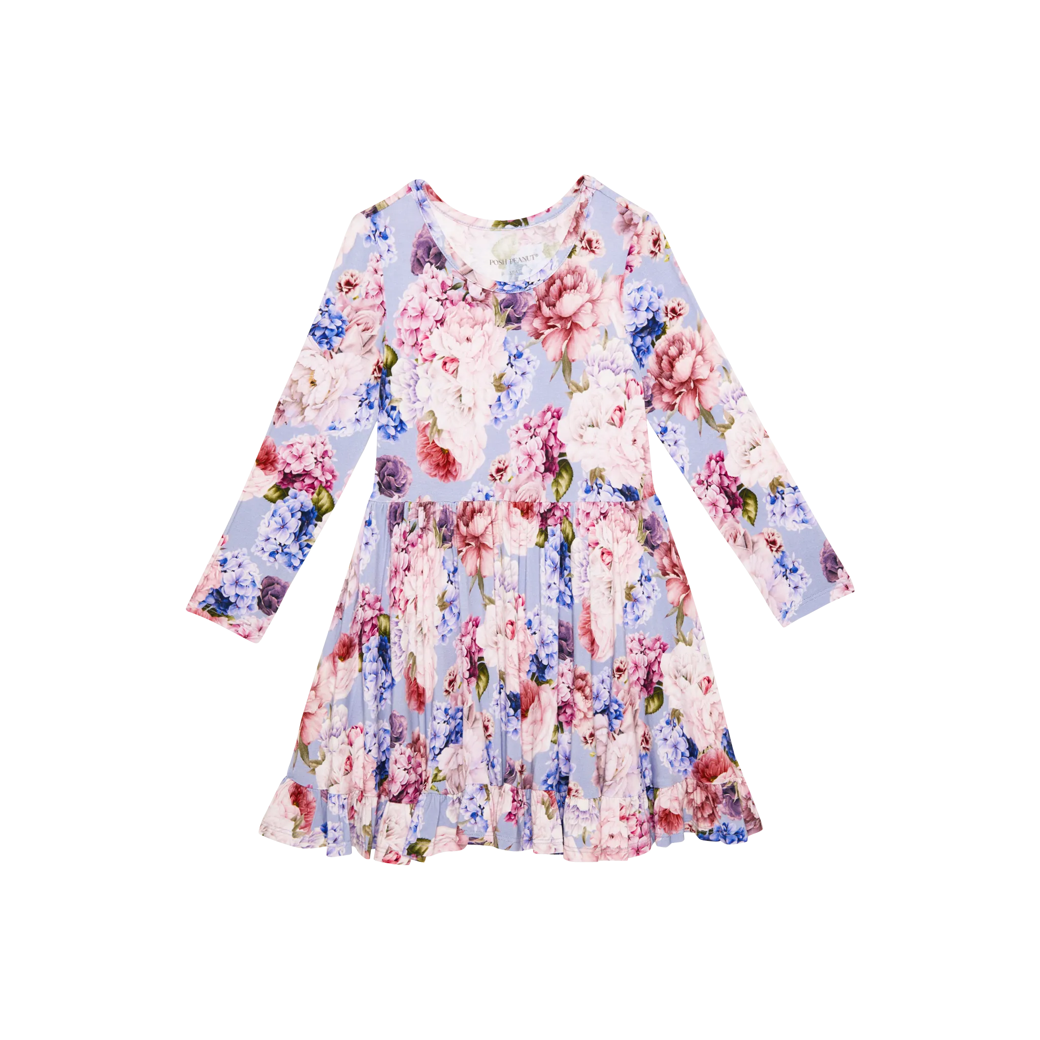 Posh Peanut Long Sleeve Ruffled Twirl Dress in Annie